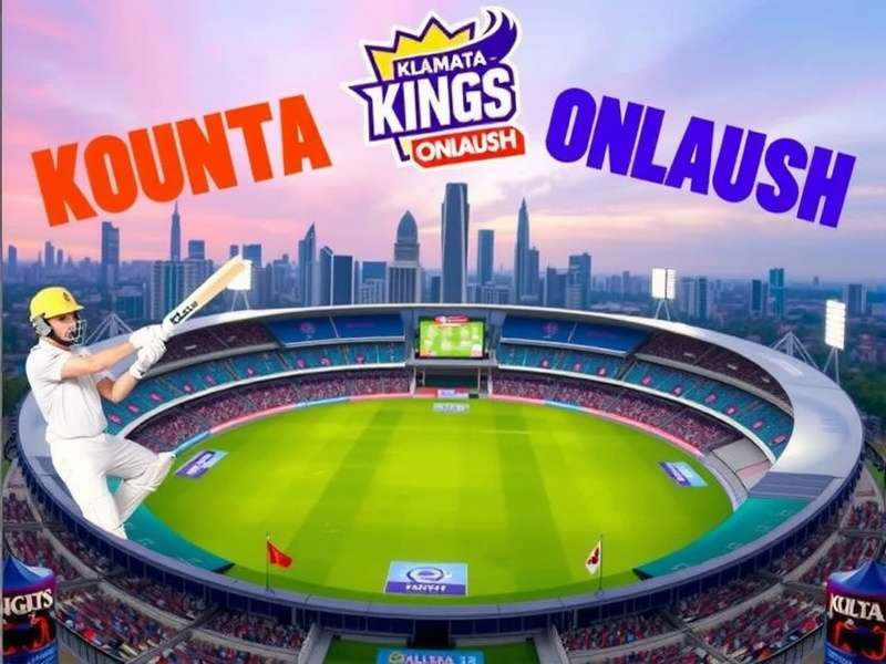 Kolkata Kings Onslaught Official Cover Kolkata Kings Onslaught game cover featuring cricket stadium with Kolkata skyline