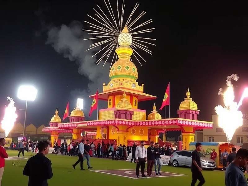 Kolkata Kings Onslaught - Durga Puja Special Event Kolkata Kings Onslaught Durga Puja mode with pandal decorations and fireworks