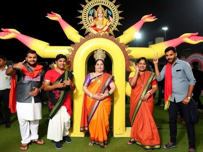 Kolkata Kings Onslaught - Durga Puja Celebrations Kolkata Kings Onslaught Durga Puja event with players in traditional Bengali attire